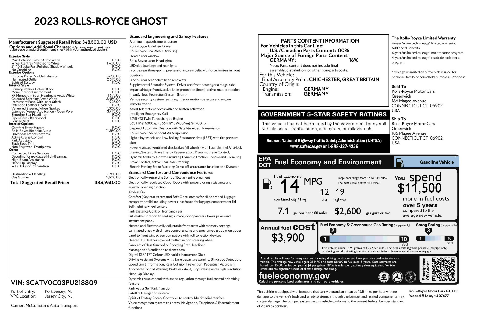 New 2023 RollsRoyce Ghost For Sale (384,950) RollsRoyce Motor Cars